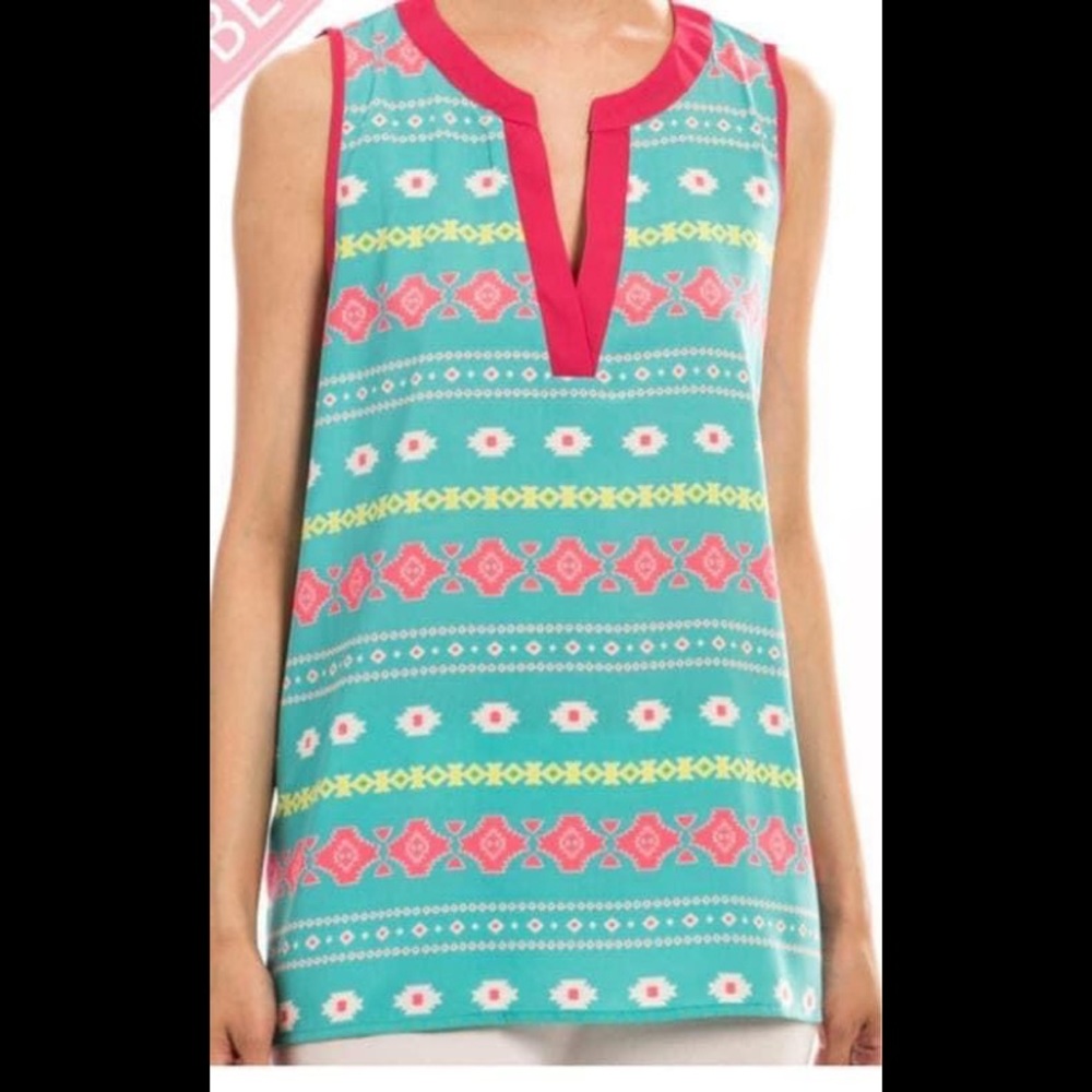 🚨SALE! 🌺🦉PINK OWL Colorful print,sleeveless top